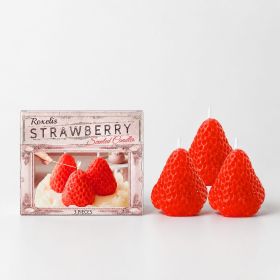 ROXELIS Strawberry-Shaped Candle Set, 3 Pieces
