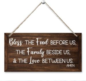 Bless the Food Before Us Wall Decor, Rustic Hanging Wooden Signs, Farmhouse Kitchen Dining Room Wall Decor, Christian Bible Verse Wall Art