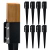 Fence Post Anchor Ground Spike, 8 Pack 24 x 4 x 4 Inches Outer Diameter (Inner Diameter 3.5 x3.5 Inches), Metal Black Powder Coated Post Stake Ground