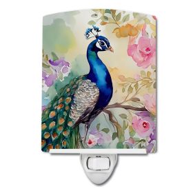 NEW Peacock Ceramic Night Light Compact, UL-Certified, Ideal for Bedroom, Bathroom, Nursery, Hallway, Kitchen, 6x4x3, Multicolor