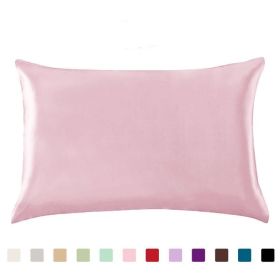 Pillowcase Satin Solid Color Simulation Silk Single Pillowcase Ice Silk Pillowcase (Option: Pink-20x29inches-1PC)