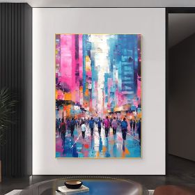 Hand Painted Oil Painting Abstract Cityscape Oil Painting on Canvas Original Urban Scenery Painting Modern Building Art Living room Wall Decor Cu (Style: 01, size: 150x220cm)